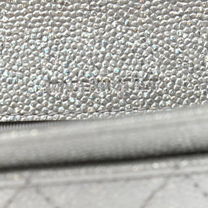Chanel Glittered Metallic Caviar Quilted Flap Card Holder Wallet Silver 7 of 9