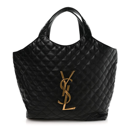 Saint Laurent Lambskin Quilted Maxi Icare Shopping Tote Black 1 of 10