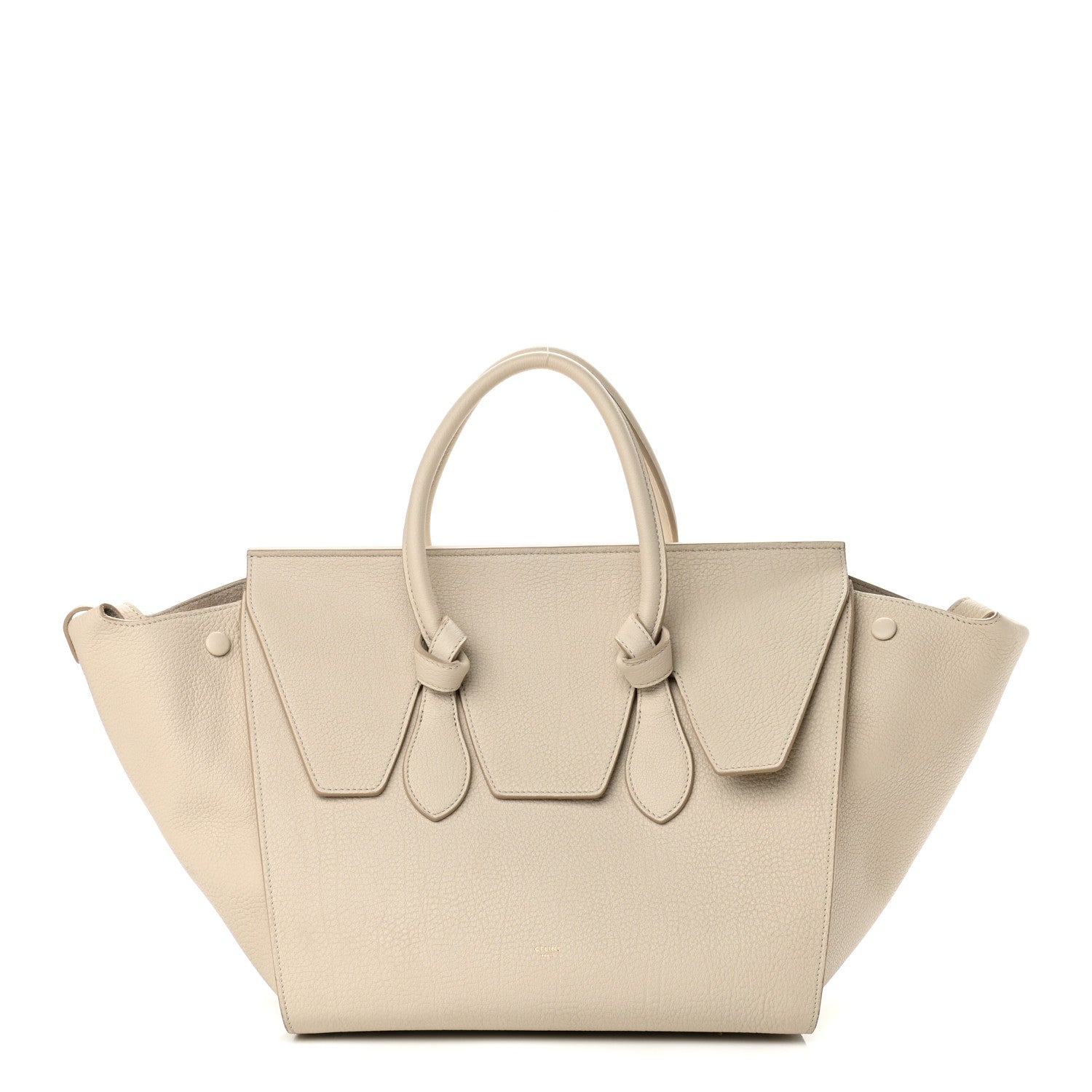 Celine Crisped Calfskin Tie Knot Small Tote Chalk 1 of 12