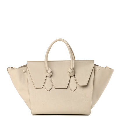 Celine Crisped Calfskin Tie Knot Small Tote Chalk 1 of 12