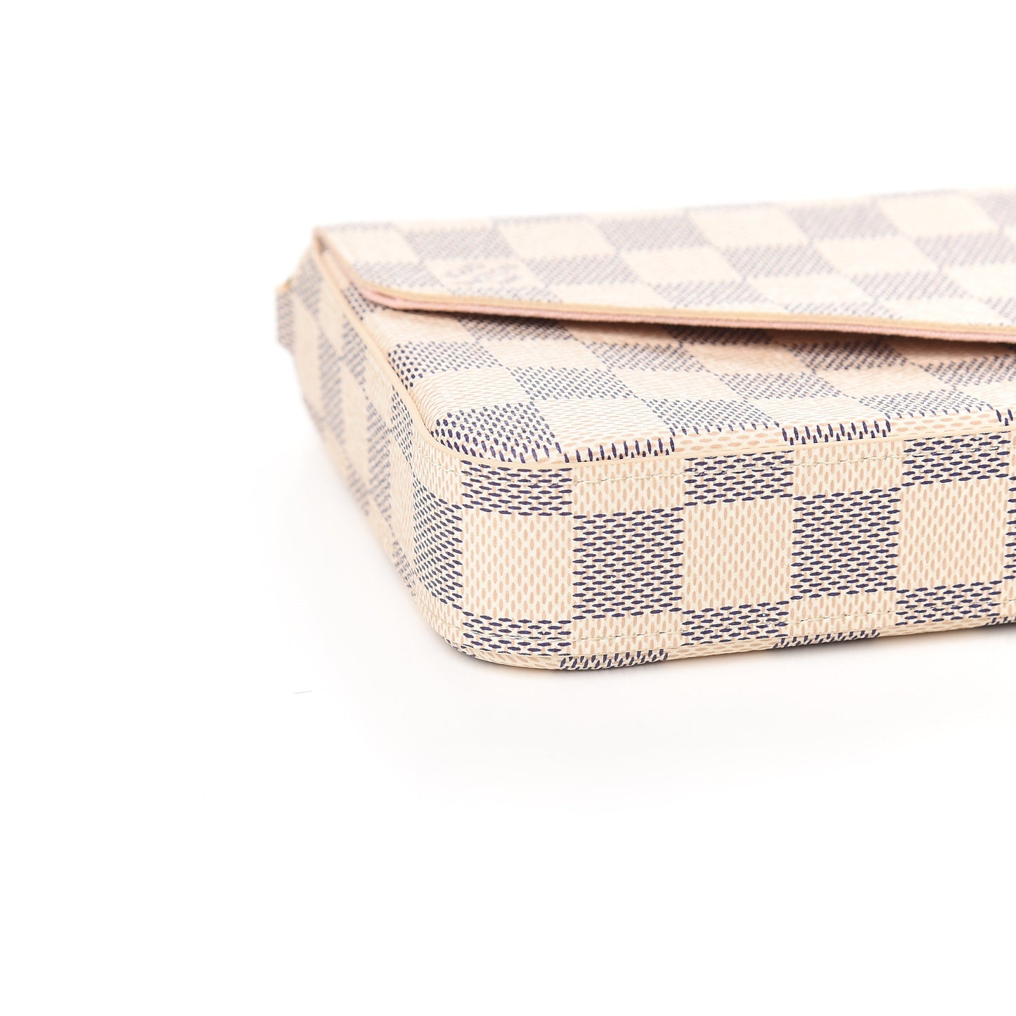 Damier Azur Pochette Felicie Chain Wallet Rose Ballerine