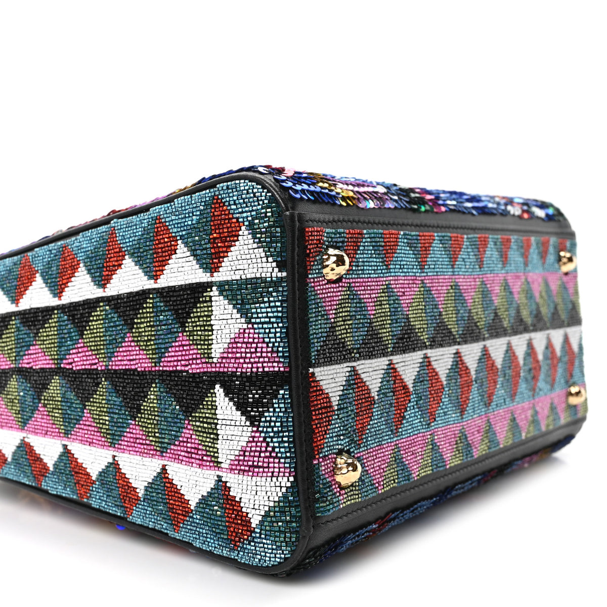 Christian Dior X OLGA TITUS Lambskin Sequin Beaded Medium Lady Dior Art Black Multicolor 9 of 10
