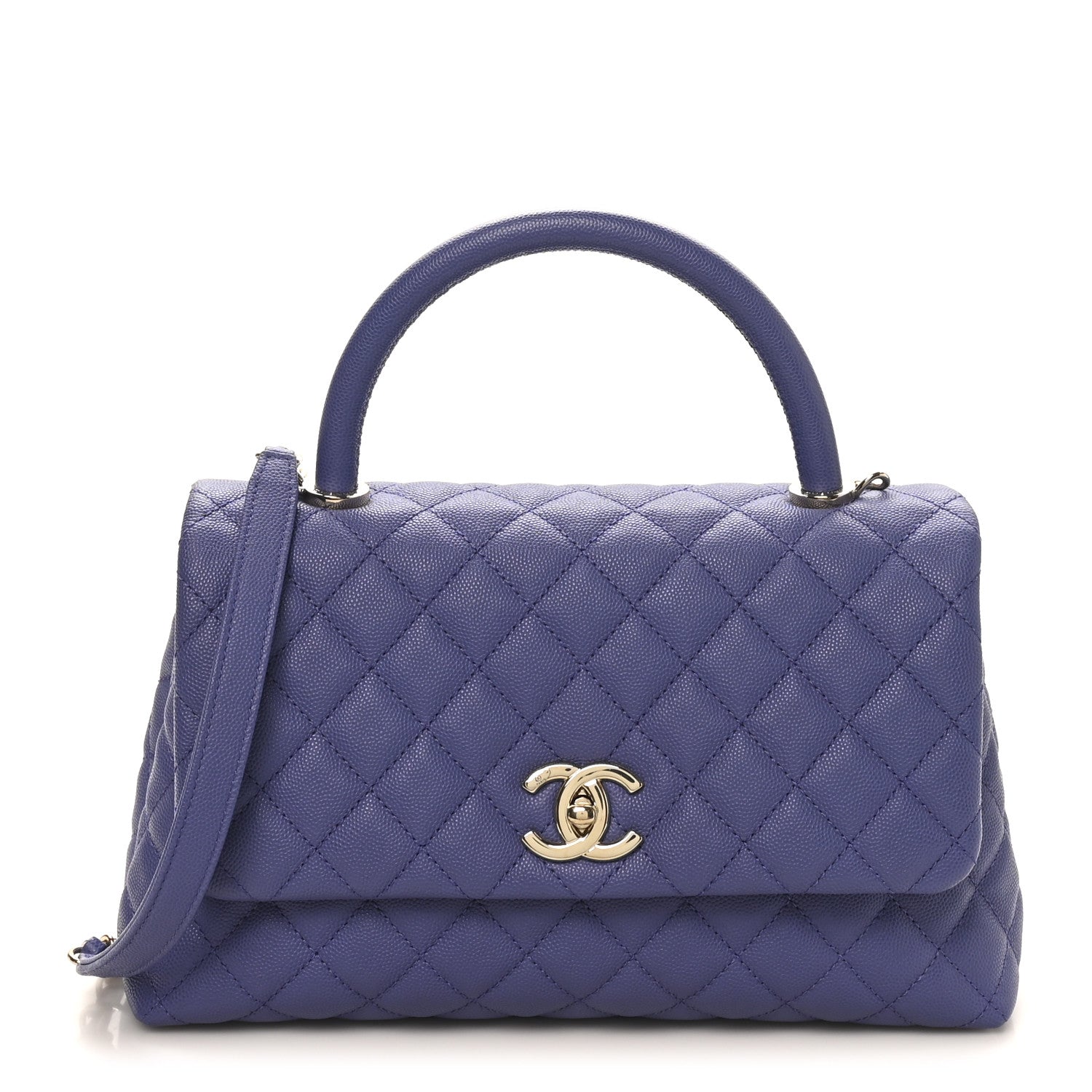 Chanel Caviar Quilted Small Coco Handle Flap Dark Purple 1 of 10