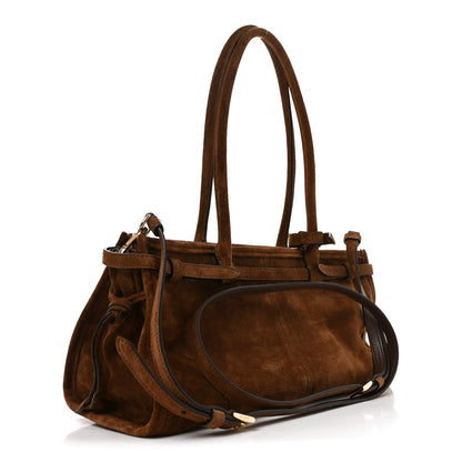 Prada Suede Triangle Medium Bonnie Shoulder Bag Cacao 3 of 9