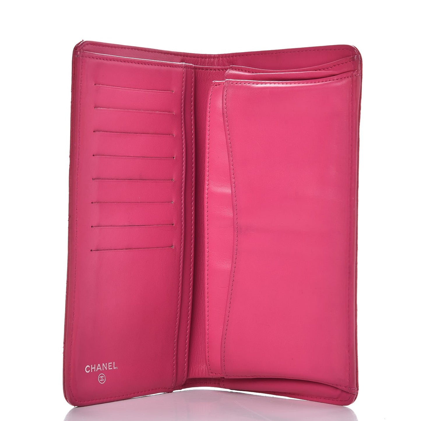 Iridescent Caviar Quilted Yen Wallet Pink