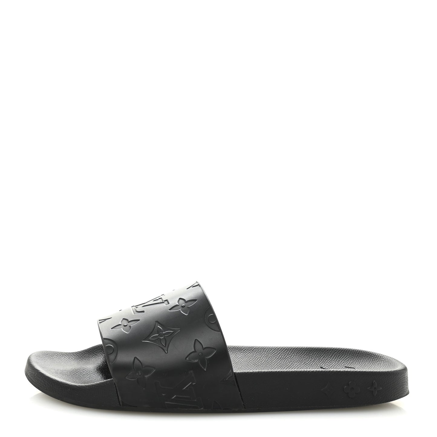 Rubber Embossed Monogram Mens Waterfront Mules 7.5 Black