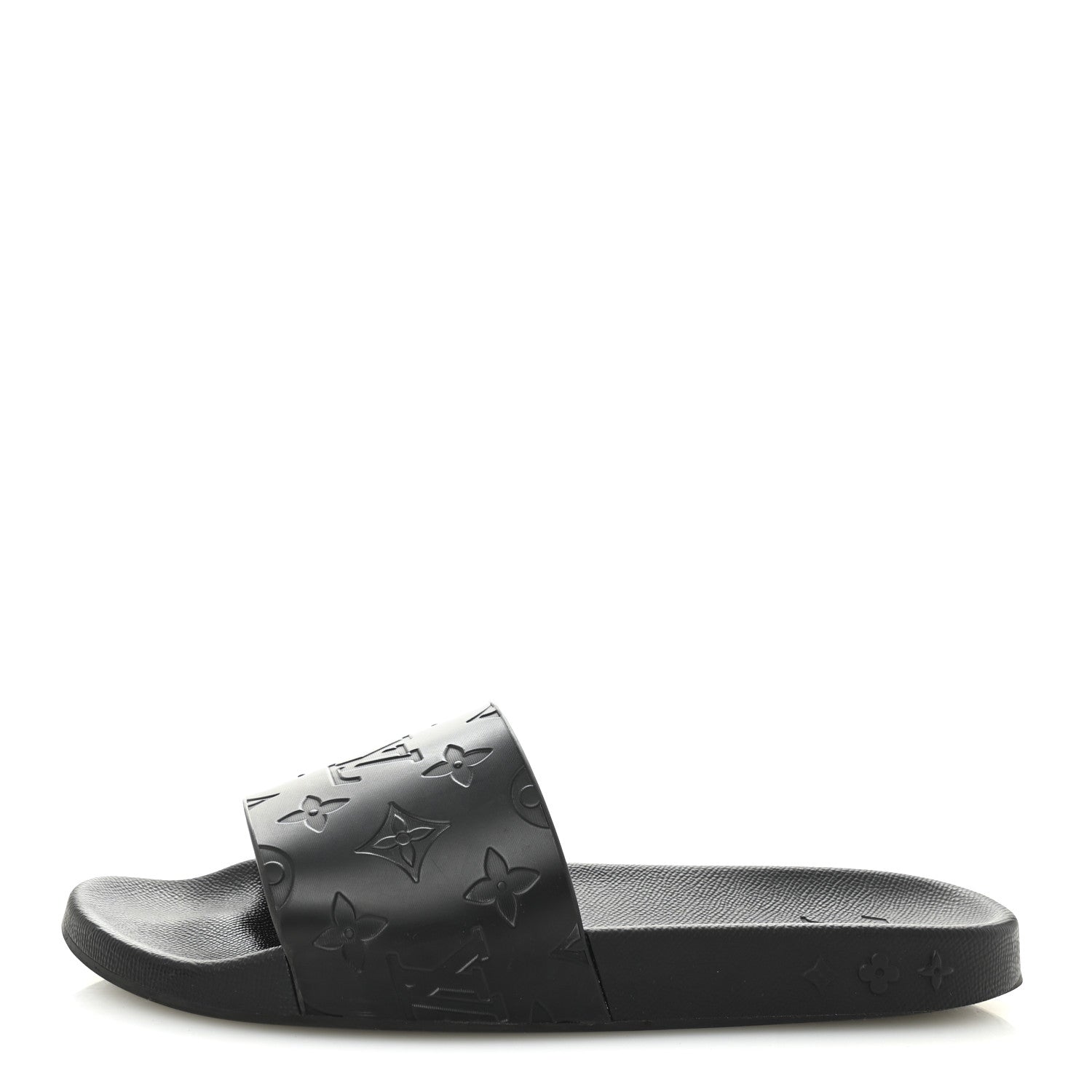 Louis Vuitton Rubber Embossed Monogram Mens Waterfront Mules 7.5 Black 1 of 8