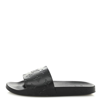 Louis Vuitton Rubber Embossed Monogram Mens Waterfront Mules 7.5 Black 1 of 8