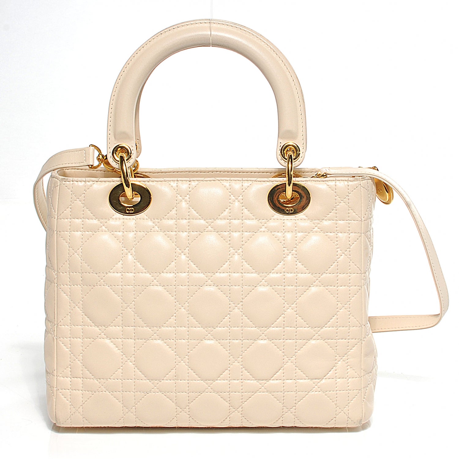 Christian Dior Lambskin Cannage Medium Lady Dior Beige 6 of 8