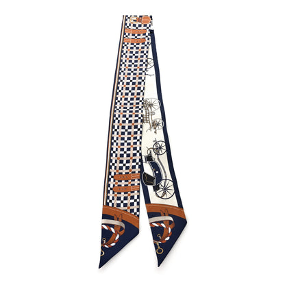 Hermes Silk Les Voitures Nouvelle Twilly Marine Caramel Black 2 of 4