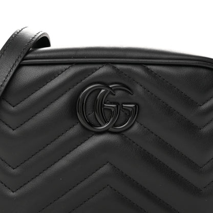 Gucci Calfskin Matelasse Monochrome Mini GG Marmont Chain Shoulder Bag Black 8 of 14