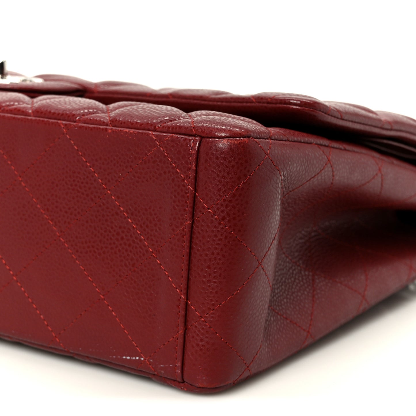 Caviar Quilted Maxi Double Flap Dark Red
