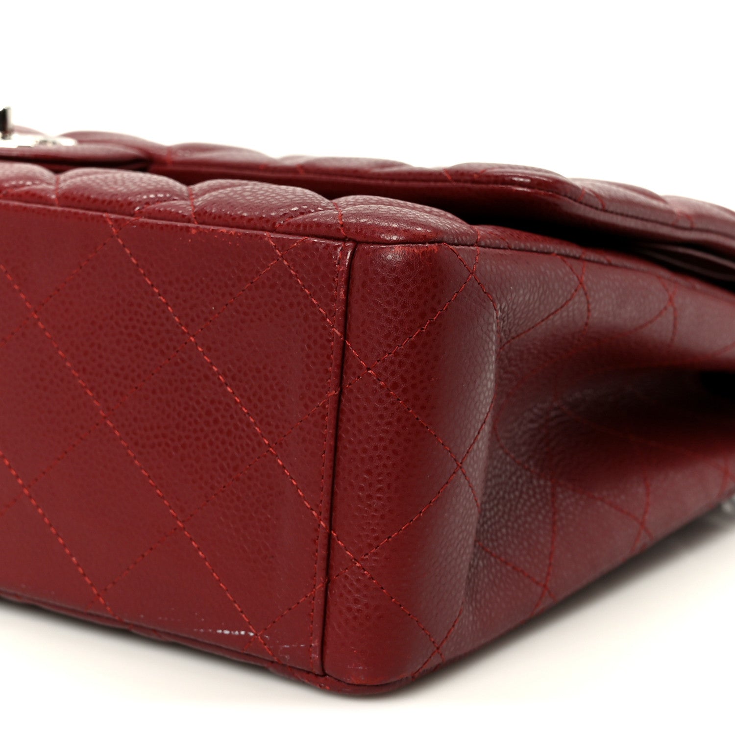 Chanel Caviar Quilted Maxi Double Flap Dark Red 10 of 10