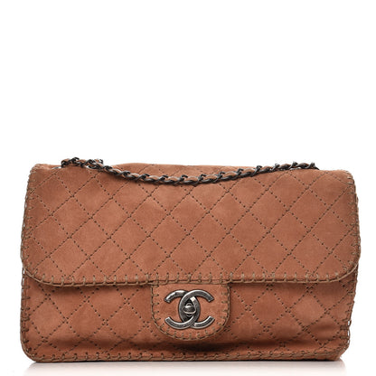 Chanel Suede Calfskin Stitch Flap Light Brown 1 of 10