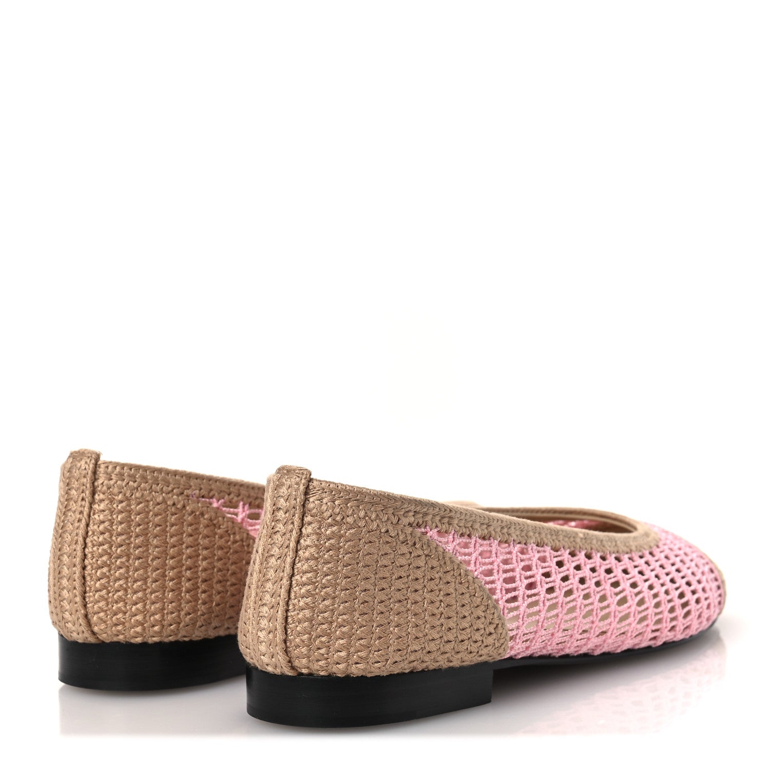 Chanel Raffia Cap Toe Ballerina Flats 40 Pink Beige 5 of 11