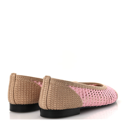 Chanel Raffia Cap Toe Ballerina Flats 40 Pink Beige 5 of 11