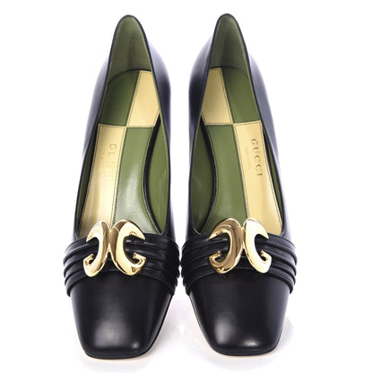 Gucci Malaga Kid Half Moon GG Square Toe Pumps 38 Black 5 of 11