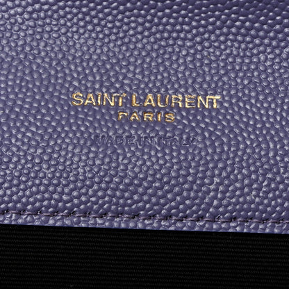 Saint Laurent Grain De Poudre Textured Mixed Matelasse Triquilt Monogram Clutch Dark Wisteria 6 of 7