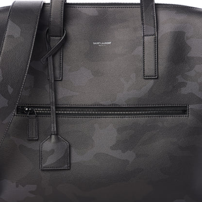 Saint Laurent Calfskin Camouflage Bold Briefcase Black Grey 6 of 8
