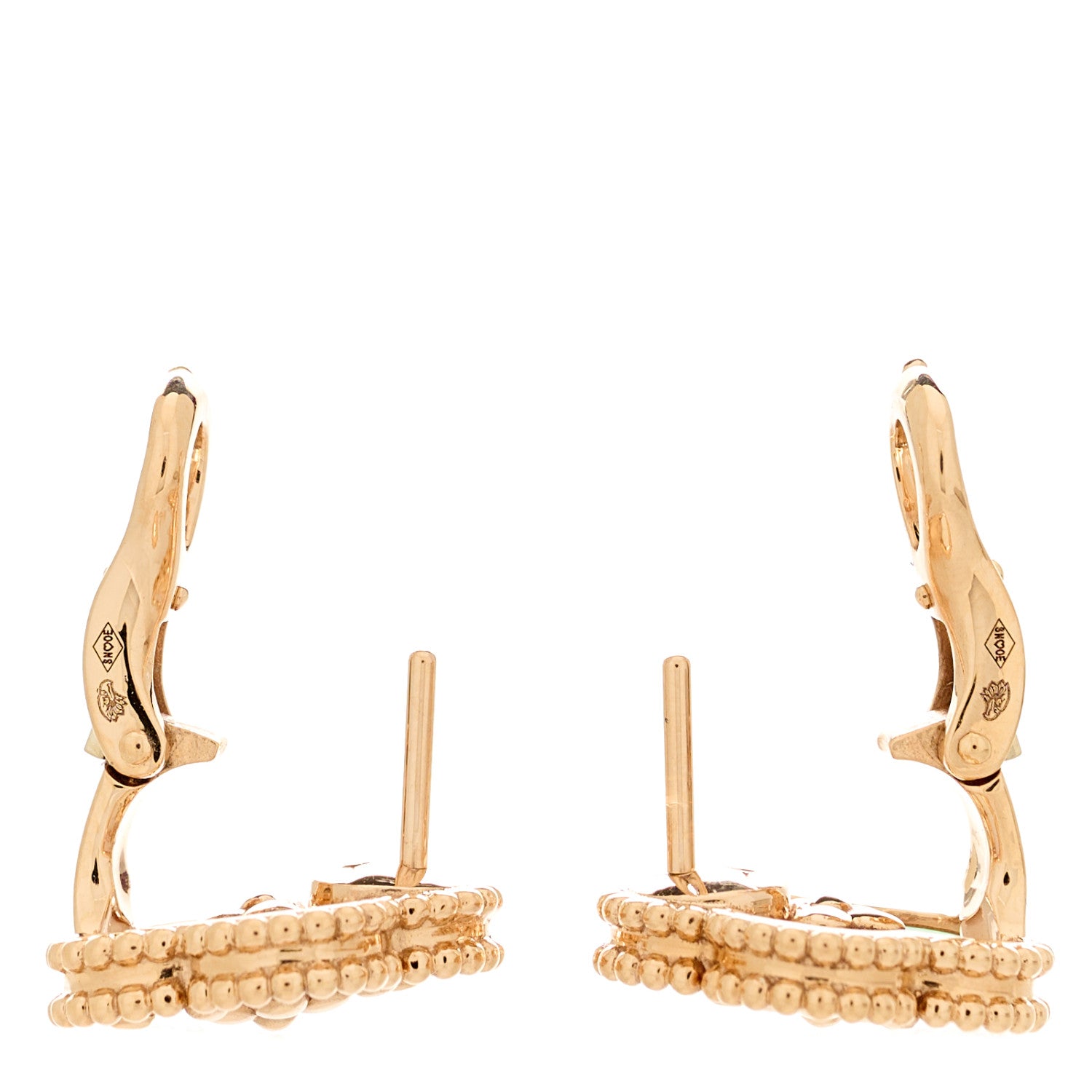 Van Cleef & Arpels 18K Rose Gold Mother of Pearl Lucky Springs Plum Blossom Earrings 3 of 5