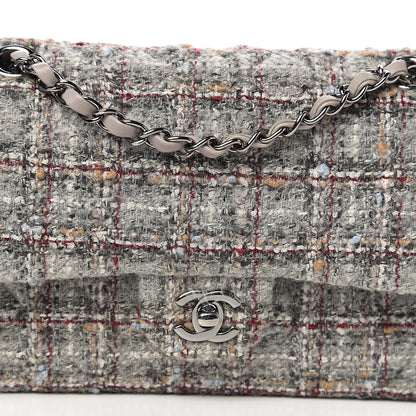 Chanel Tweed Quilted Medium Double Flap Grey Multicolor 9 of 10