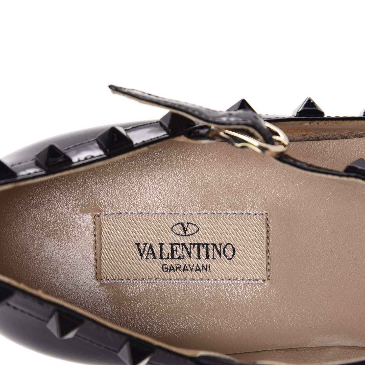 Patent Rockstud Cage Ballerina Flats 38.5 Black