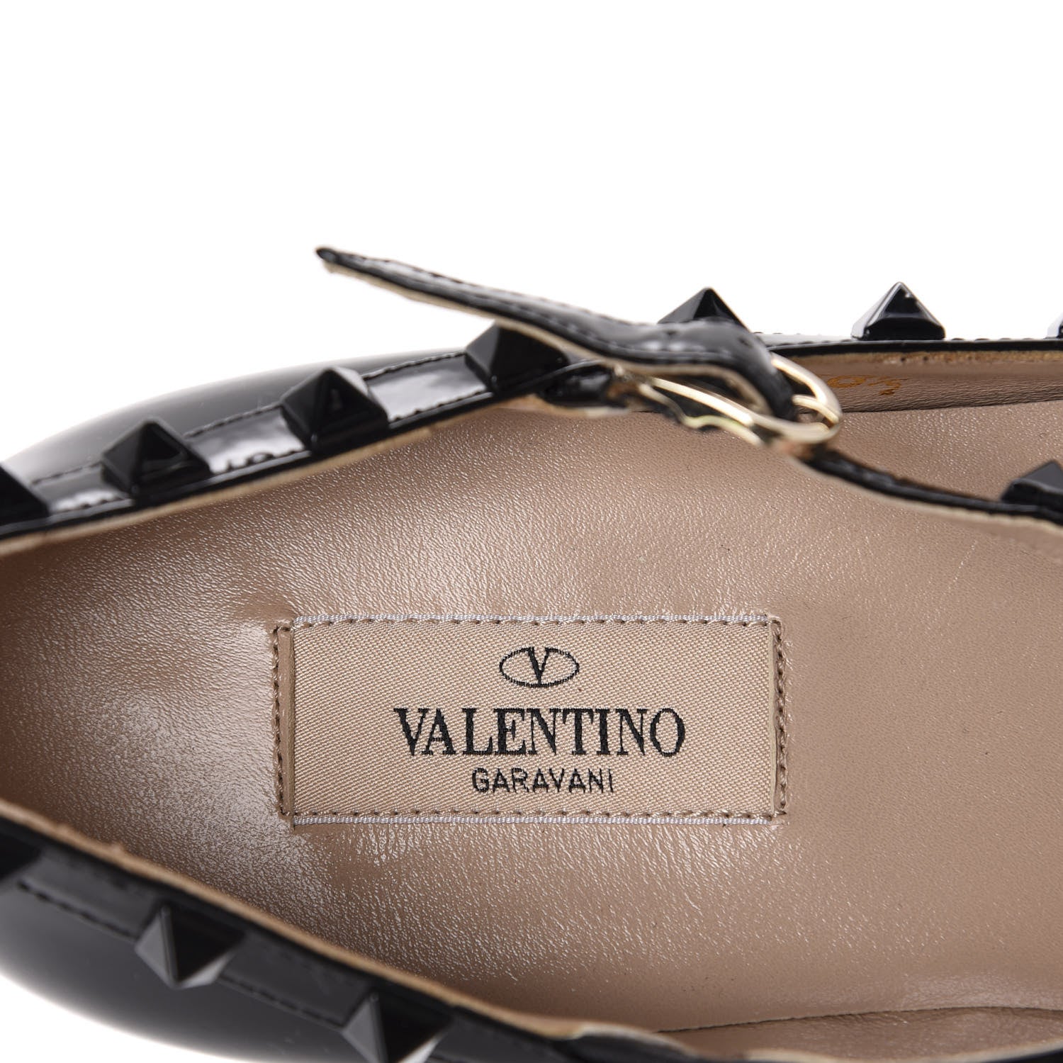 Valentino Garavani Patent Rockstud Cage Ballerina Flats 38.5 Black 7 of 10