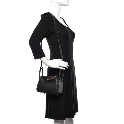 Hermes Taurillon Clemence Mini Lindy 20 Black 2 of 11