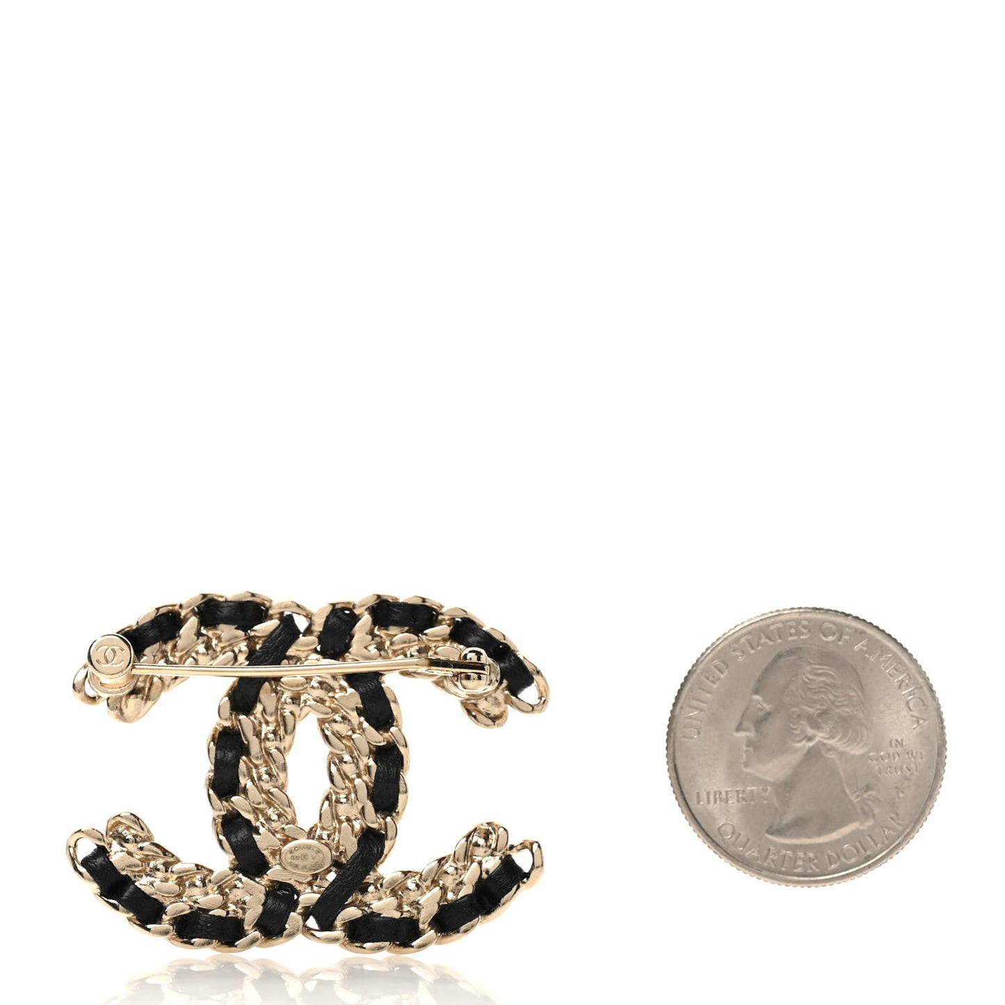 Lambskin Crystal Vintage Allure CC Chain Brooch Black Gold