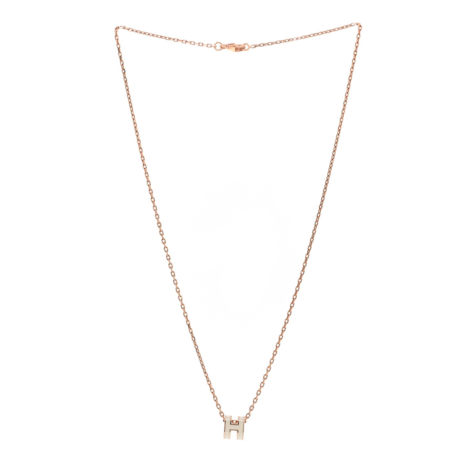 Hermes Lacquered Rose Gold Mini Pop H Pendant Necklace White 2 of 3