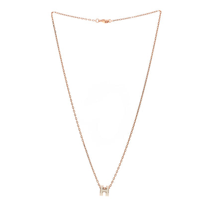 Hermes Lacquered Rose Gold Mini Pop H Pendant Necklace White 2 of 3