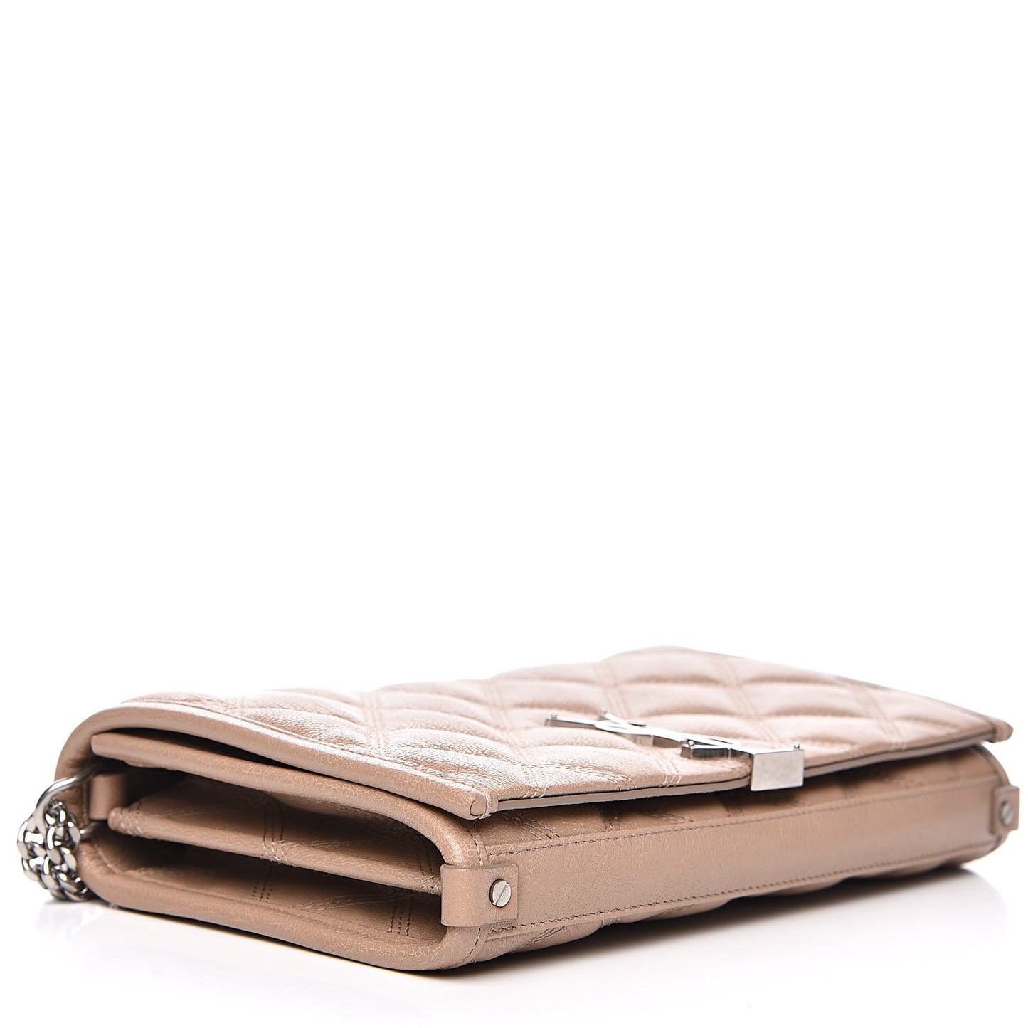 Lambskin Diamond Quilted Becky Chain Wallet Gold Sand