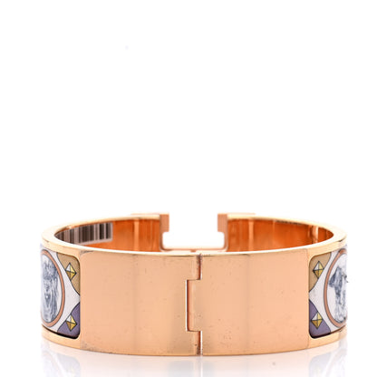 Hermes Enamel Printed Colliers et Chiens Wide Clic Clac H Bracelet PM Lilas 3 of 6