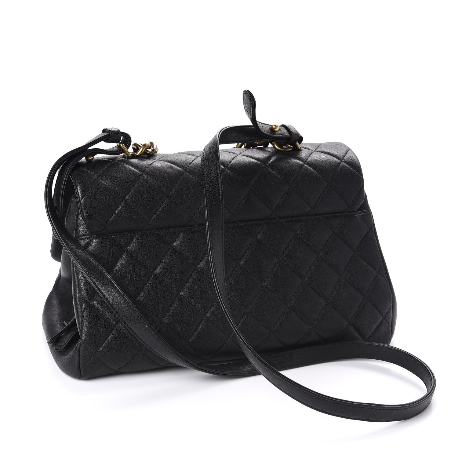 Chanel Shiny Sheepskin Quilted Large Trapezio Flap Black 3 of 13