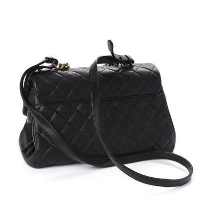 Chanel Shiny Sheepskin Quilted Large Trapezio Flap Black 3 of 13