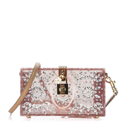 Dolce & Gabbana Crystal Embellished Plexiglass Dolce Box Clutch Pink 1 of 9