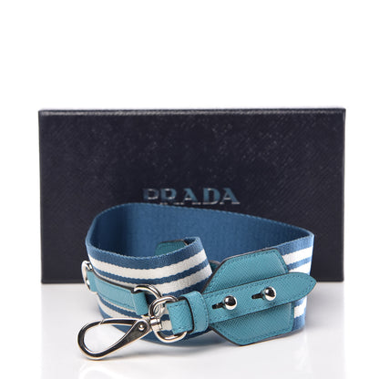 Prada Saffiano Striped Fabric Nastro Righe Shoulder Strap Turchese 5 of 5