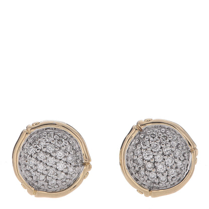 John Hardy 18K Yellow Gold Diamond 10mm Bamboo Earrings 1 of 7