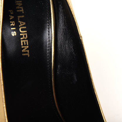 Saint Laurent Calfskin Opyum 100 Pumps 39 Gold 9 of 15