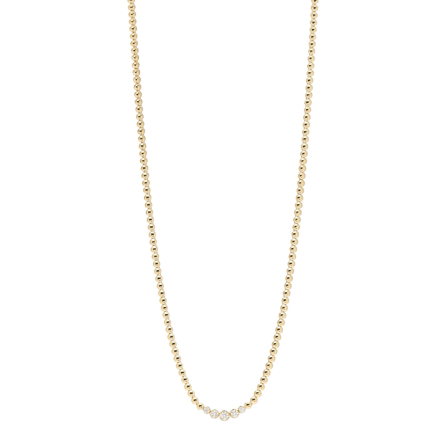 18K Yellow Gold Diamond Mini Bezel Tennis Necklace