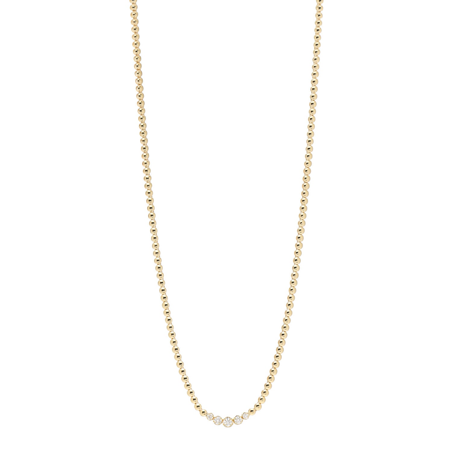 Jennifer Meyer 18K Yellow Gold Diamond Mini Bezel Tennis Necklace 1 of 4