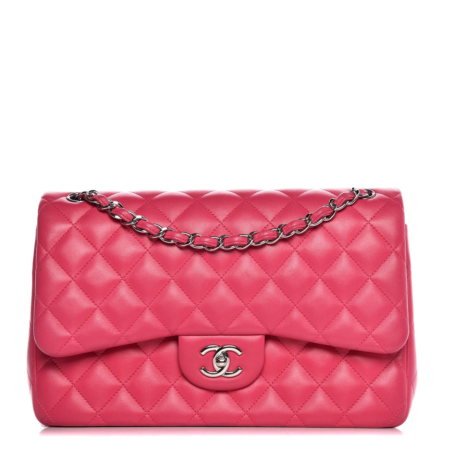 Chanel Lambskin Quilted Jumbo Double Flap Dark Pink 1 of 12