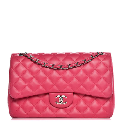 Chanel Lambskin Quilted Jumbo Double Flap Dark Pink 1 of 12