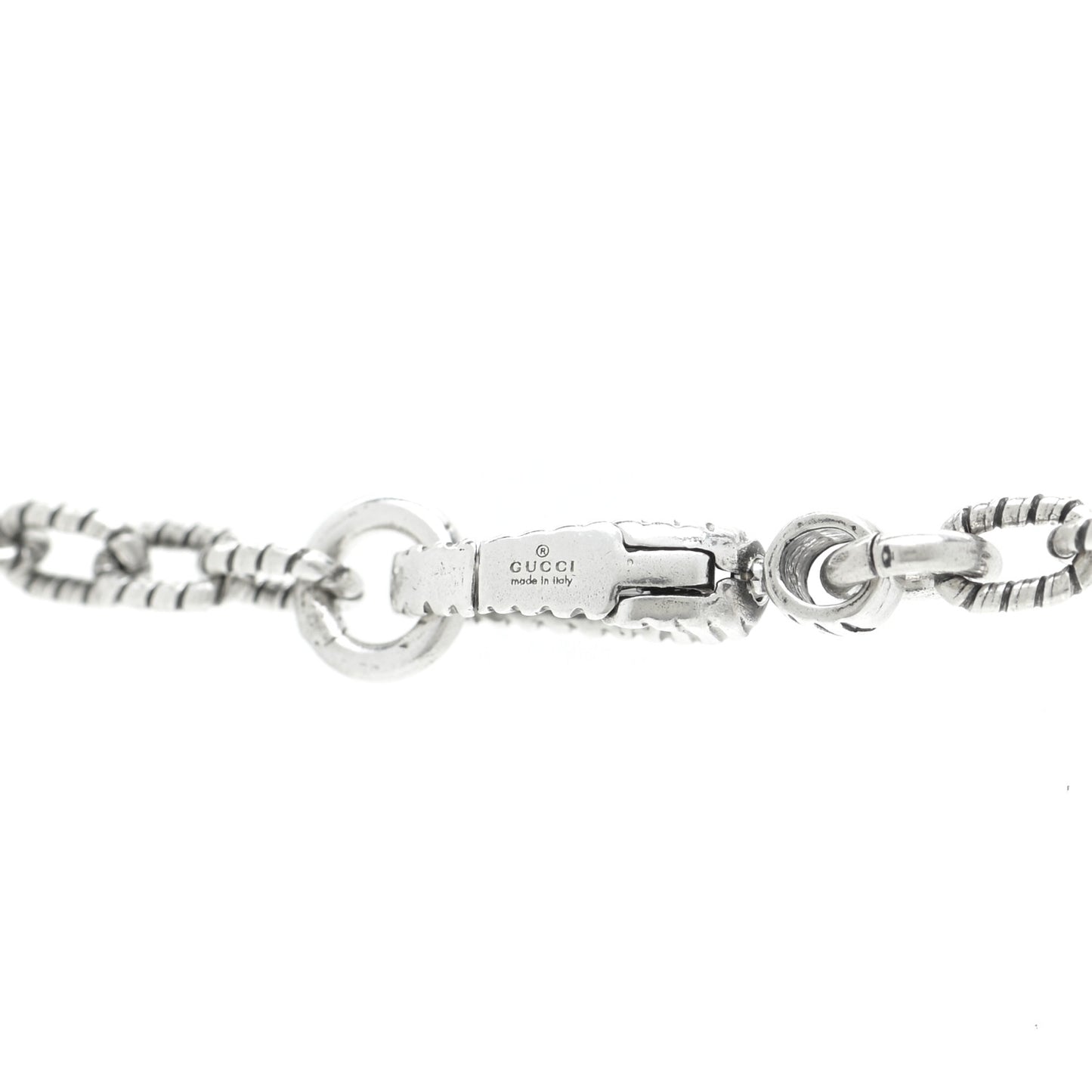 Sterling Silver Small Textured Interlocking G Pendant Necklace