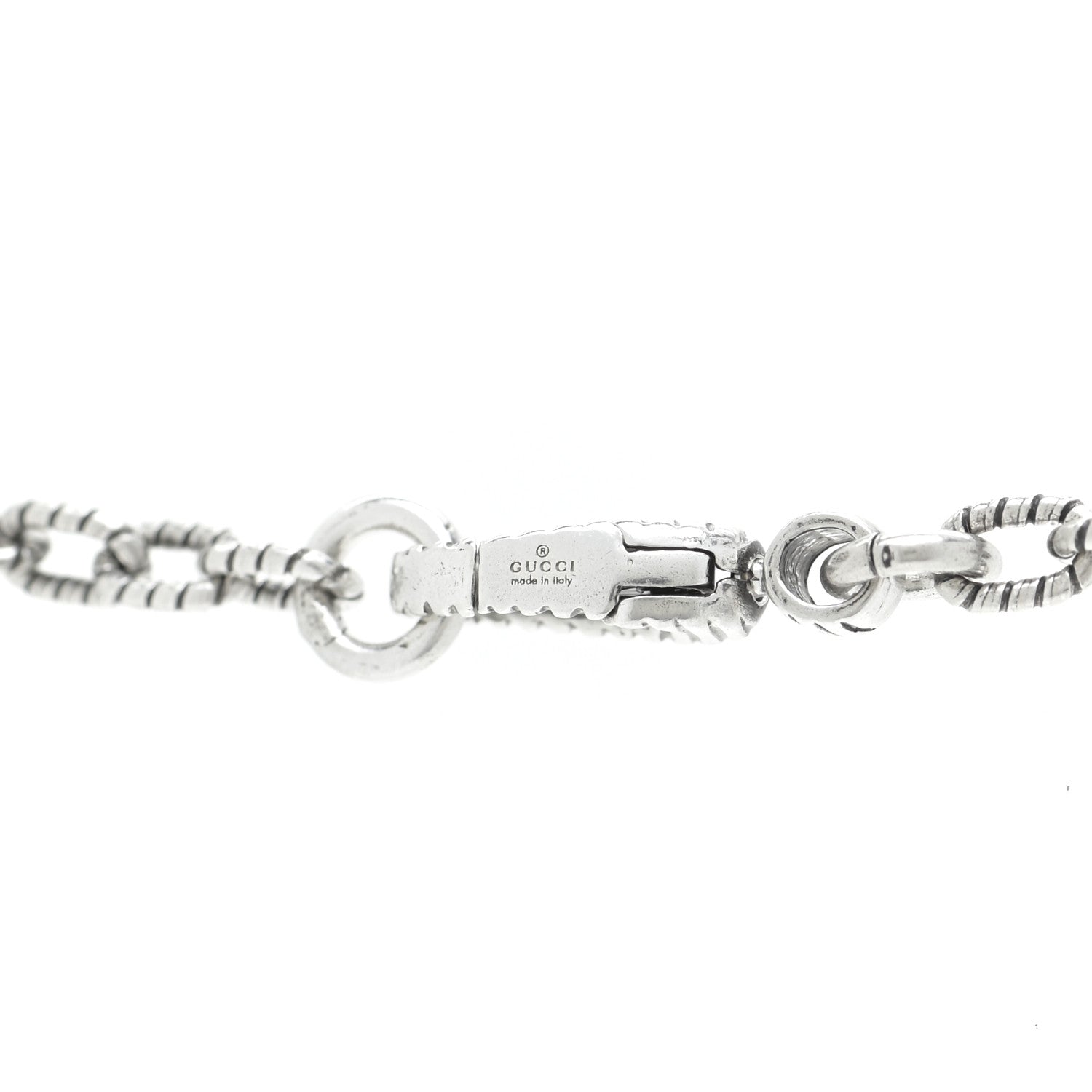 Gucci Sterling Silver Small Textured Interlocking G Pendant Necklace 12 of 14
