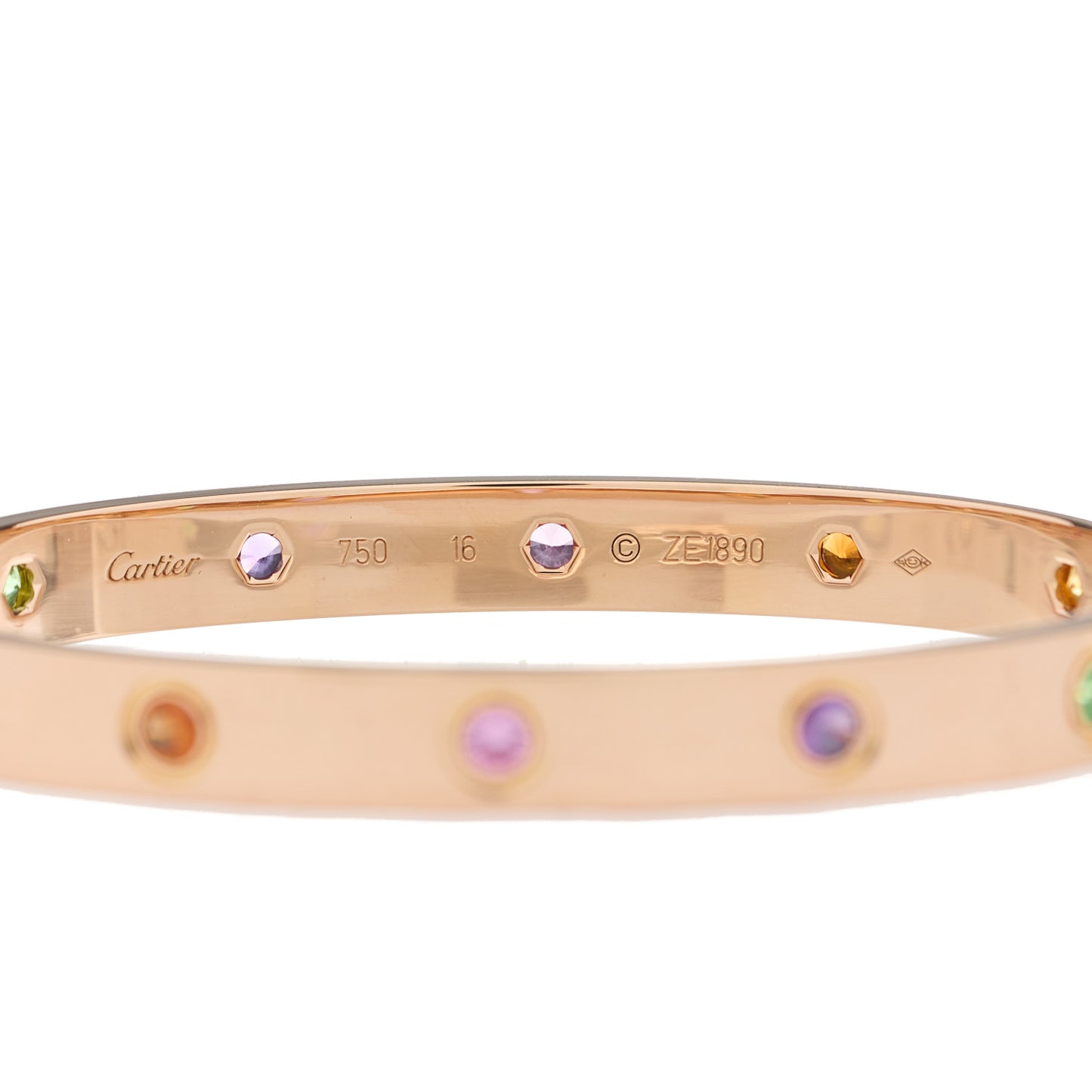 18K Pink Gold Sapphire Garnet Amethyst LOVE Bracelet 16
