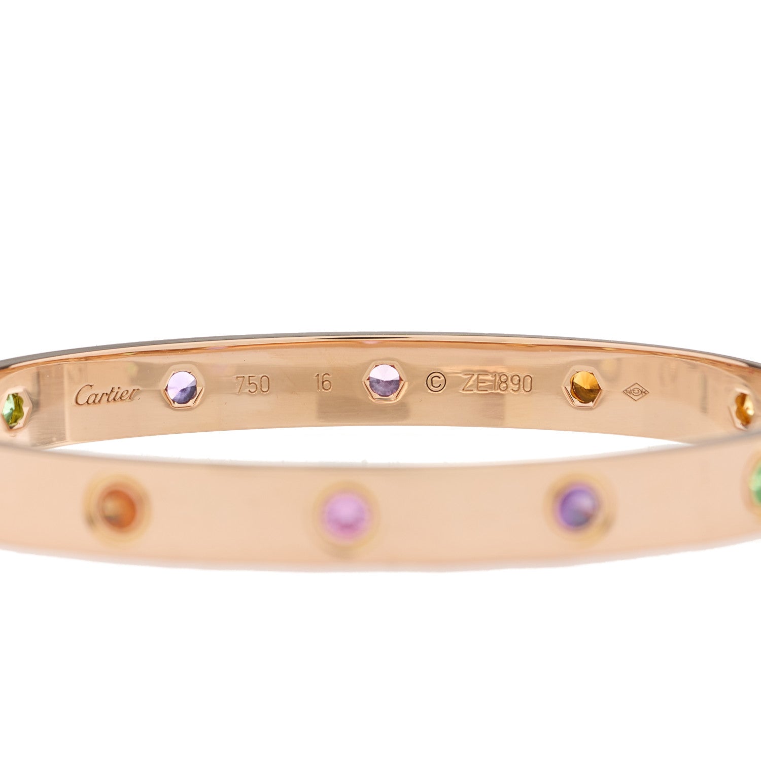 Cartier 18K Pink Gold Sapphire Garnet Amethyst LOVE Bracelet 16 4 of 5