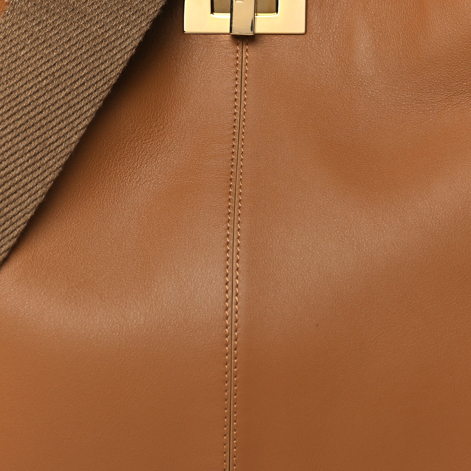 Fendi Vitello Seta Light Century Shearling FF 1974 Medium Peekaboo X-Lite Nocciolo Ebano Tobacco 8 of 10