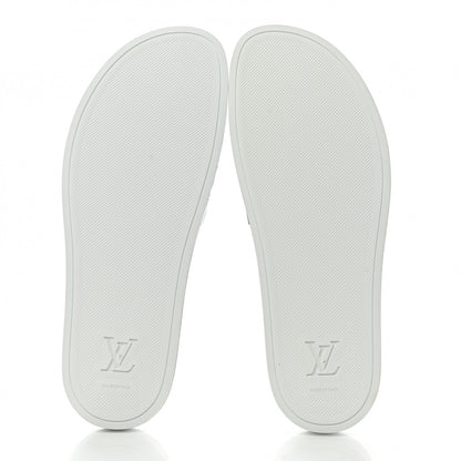 Louis Vuitton Metallic Rubber Embossed Monogram Mens Waterfront Mules 10 Blue 5 of 8