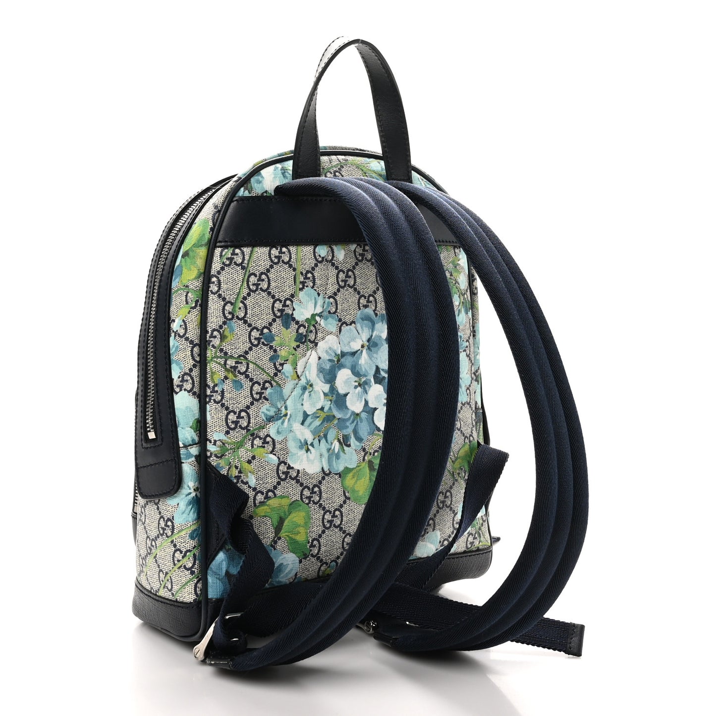 GG Supreme Monogram Blooms Small Day Backpack Blue